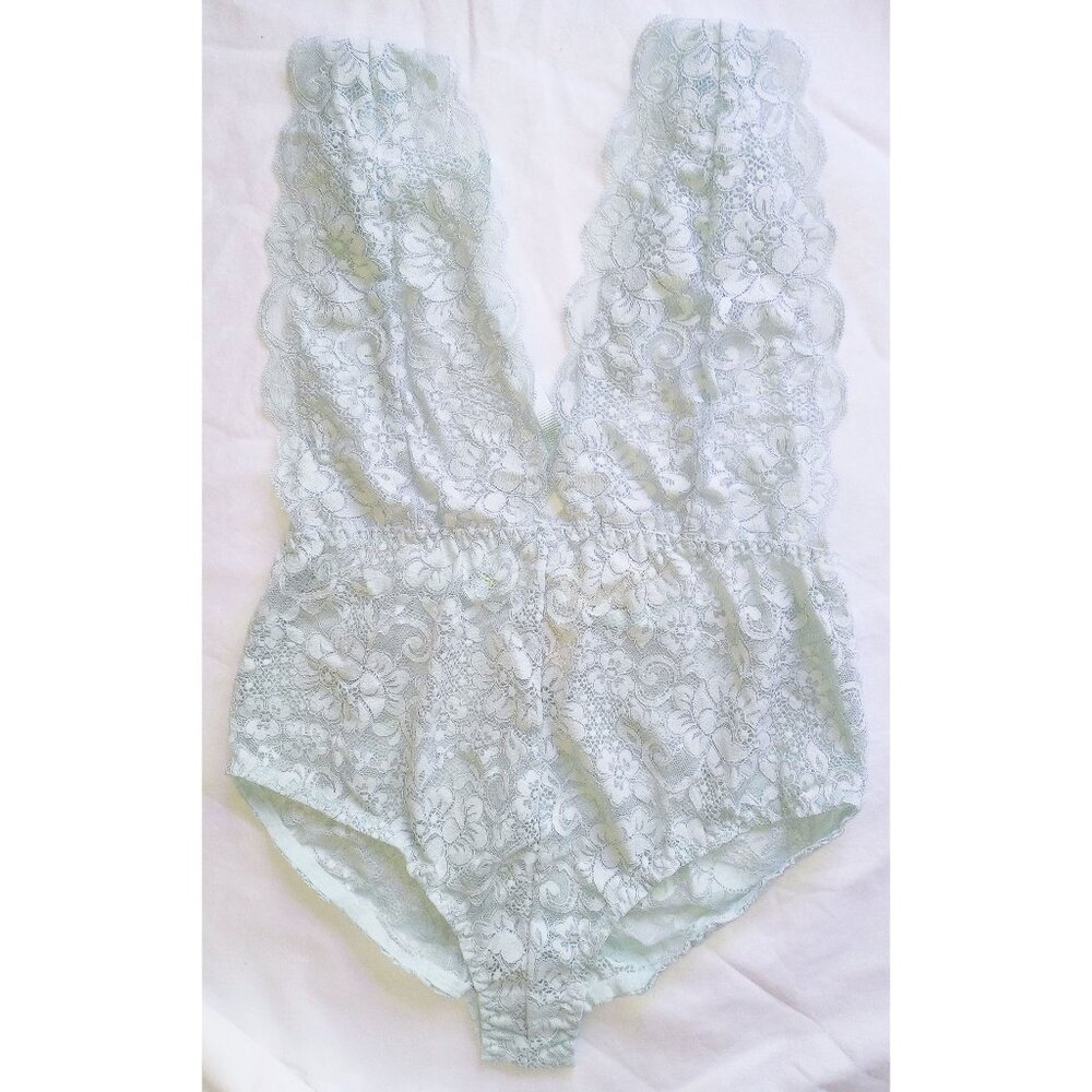 *50off3* NWT We Are HAH Comin' In Haht Stretch Lace Bodysuit M Something Blue - Picture 4 of 7
